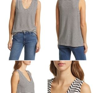 Caslon Muscle Tank Black and White Striped Size XL
